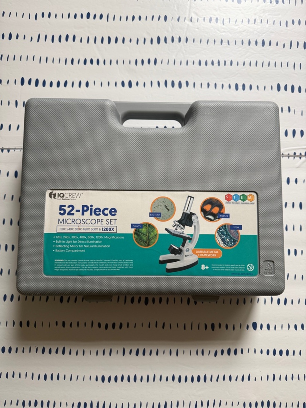 IQ CREW 52-Piece Microscope Set - Gray Case with Teal Label